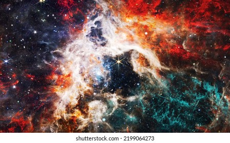 Cosmic Tarantula  abstraction space background for design. Deep Space with Cosmic Clouds Stars and Planets background - panorama of dark outer space . Elements of this image furnished by NASA