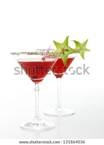 Cosmopolitan cocktail drink. White background.