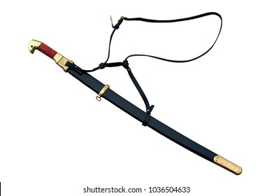 Cossack Shashka (saber) In Scabbard, Isolated On White Backround