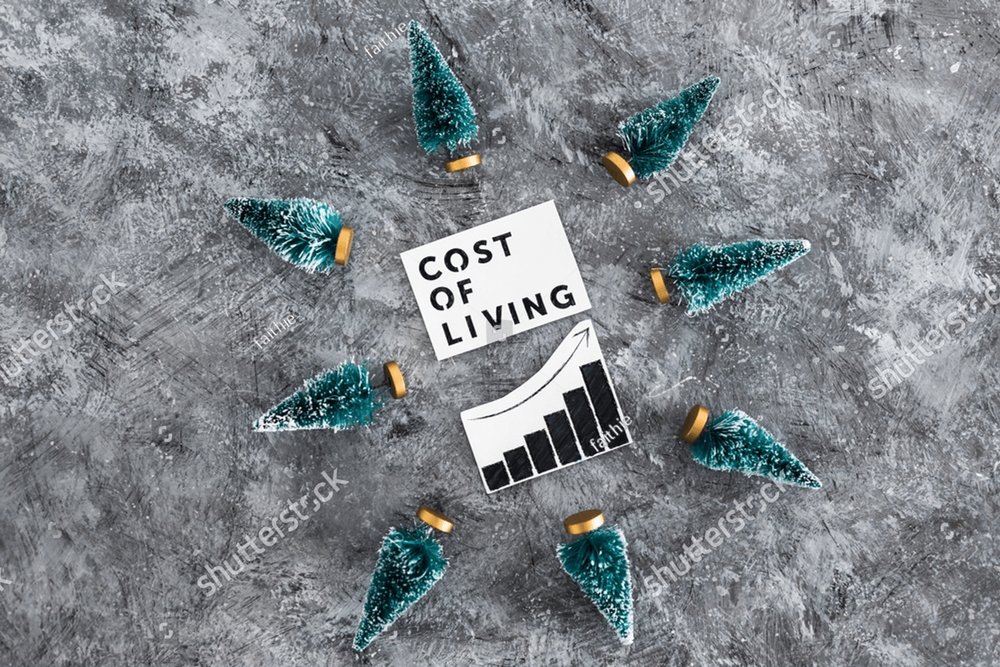 Cost Of Living Graph With Stats Going Up Surrounded By Mini Christmas ...