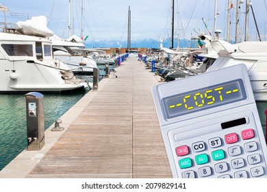 Cost and rates about yacht and boat rental and berth rental - mooring for rent concept with calculator - Shutterstock ID 2079829141