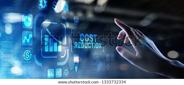 Cost reduction business finance concept on\
virtual screen.