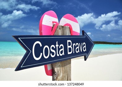 Costa Brava Sign On The Beach