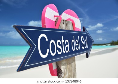 Costa del Sol sign on the beach