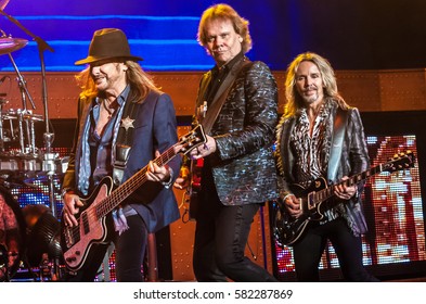 Costa Mesa CA. June 15, 2016, Ricky Phillips, James Young, And Tommy Shaw Of Styx - Perform At Pacific Amphitheater 