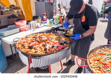 Costa Mesa, California - February 17, 2018 – Annual TET festival celebrating Chinese lunar New Year. Year of the Dog. Vietnamese barbeque featuring meat, seafood, squid, and lobster served for lunch