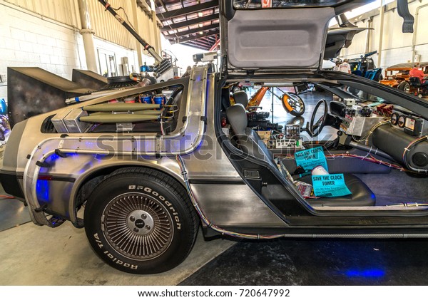 Costa Mesa, California - September 23, 2017\
Cruisin\' for a Cure Auto Show. Delorean Car features in film \