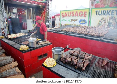 Costa Mesa, California, USA - July 20, 2022: Orange County Fair In Costa Mesa, California. Fair Foods At The OC Fair. Various Types Of Exotic Foods For People To Enjoy While At The County Fair. 