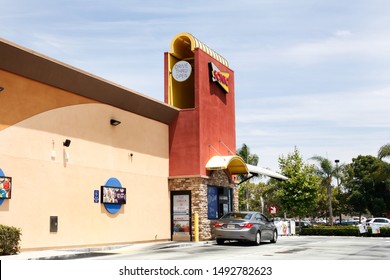 Costa Mesa, California/United States - 07/30/2019: The Drive Thru Area At A Sonic Drive In Fast Food Restaurant