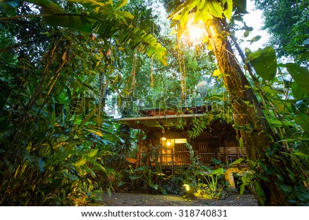 Costa Rica, eco lodge in the rainforest at Puerto Viejo de Talamanca, luxury lodging