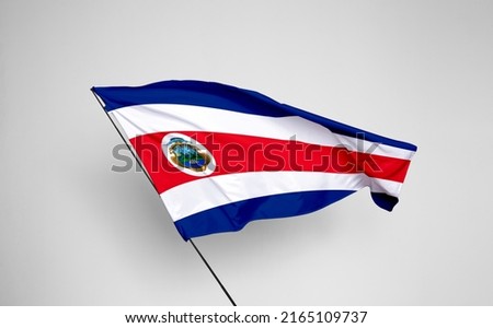 Costa Rica flag isolated on white background with clipping path. flag symbols of Costa Rica. flag frame with empty space for your text.