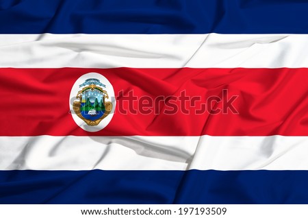 Costa Rica flag on a silk drape waving