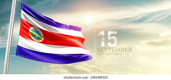 Costa Rica national flag waving in beautiful sunlight. - Shutterstock ID 1981489322