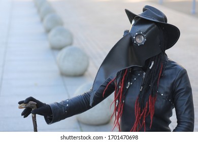 Costume Of A Plague Doctor Who Visited The Sick In The Middle Ages