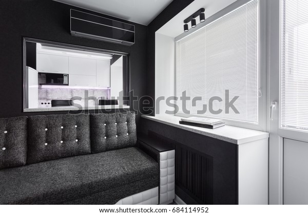 Cosy Hightech Style Black White Living Stock Photo Edit Now
