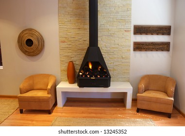 Cosy Living Room With A Modern Gas Fireplace