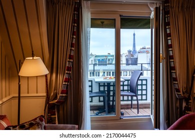 Cosy Paris Hotel Room With Balcony And Beautiful View At Eiffel Tower And City