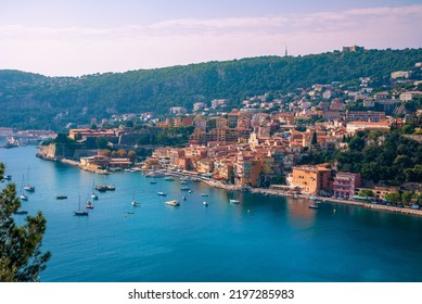 Cote D'Azur, French Riviera View From The Air At Sunset, In France