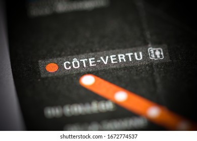 Cote Vertu. Montreal Metro Map Plan.