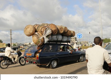 Cotonou Benin April 14 2014 Overloaded car in Benin