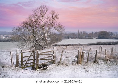 Cotswold Winter At Dawn, North Cotswolds, England.