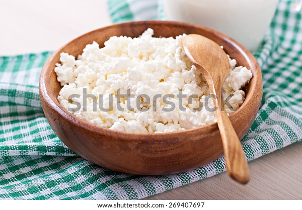 Cottage Cheese Apples Breakfast Wooden Bowl Stock Image Download Now