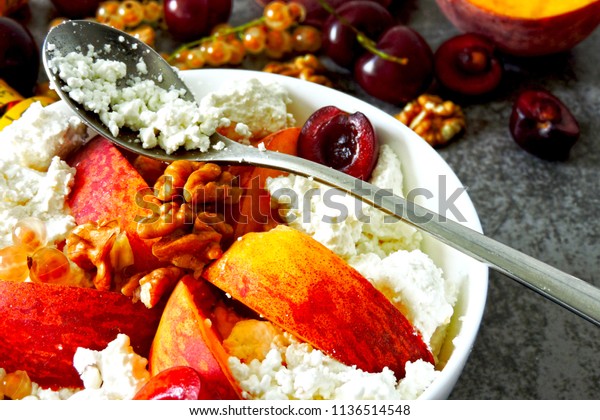 Cottage Cheese Fruit Concept Healthy Diet Stock Photo Edit Now