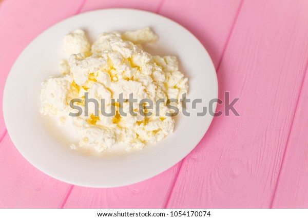 Cottage Cheese On White Plate On Stock Photo Edit Now 1054170074