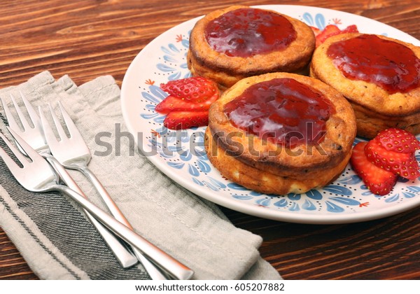 Cottage Cheese Patties Strawberry Jam On Stock Photo Edit Now