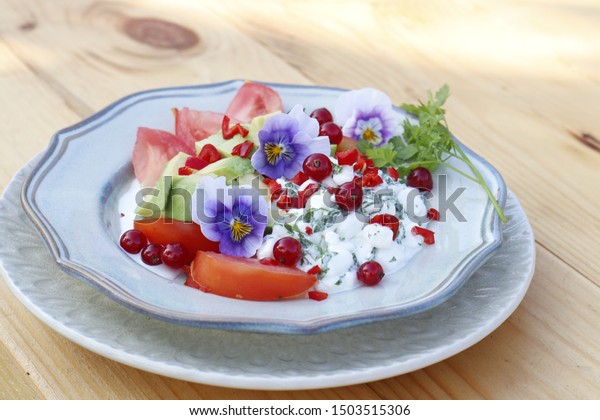 Cottage Cheese Salad Avocado Tomato Stock Photo Edit Now 1503515306