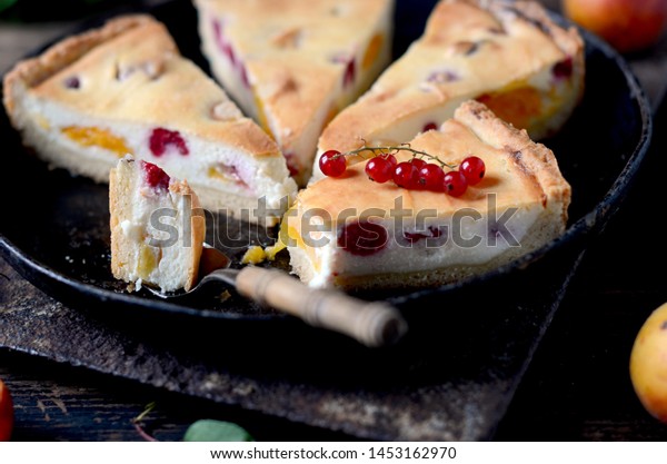 Cottage Cheese Tart Apricots Berries Stock Photo Edit Now 1453162970