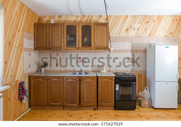 Cottage Interior Kitchen Room Walls Floor Stock Photo Edit