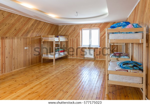 Cottage Interior Room Beds Multilevel Celling Stock Photo