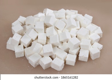 Cottage Paneer Cubes On Craft Paper  Background