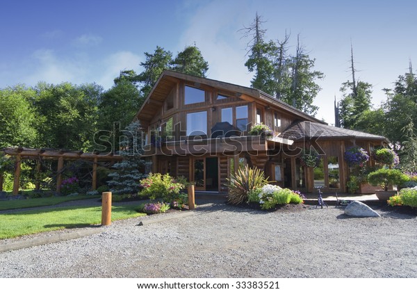 Cottage Parking Vancouver Island British Columbia Stock Photo