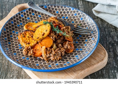 Cottage Pie With Sweet Potato Medallions Topping