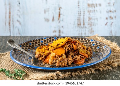 Cottage Pie With Sweet Potato Medallions Topping