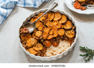 Cottage Pie With Sweet Potato Medallions Topping