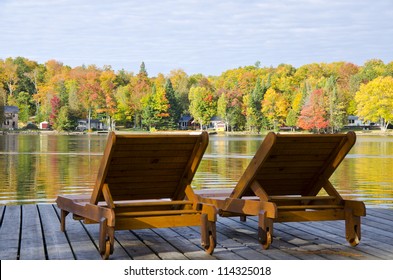 Cottages On The Lake In The Fall