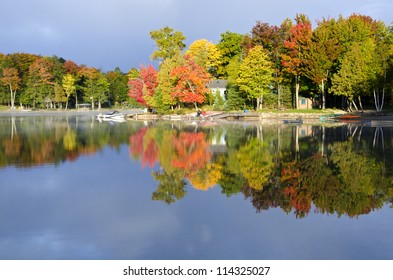 Cottages On The Lake In The Fall