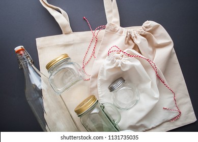 Cotton Bags And Glass Gar For Free Plastic Shopping