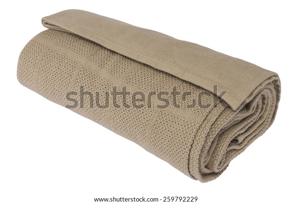 Cotton Brown Blanket Rolled On White Stock Photo (Edit Now) 259792229