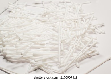 Cotton buds on an isolated white background. Hygiene items