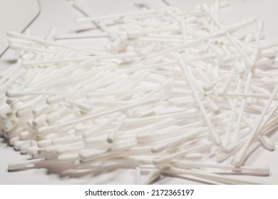 Cotton buds on an isolated white background. Hygiene items