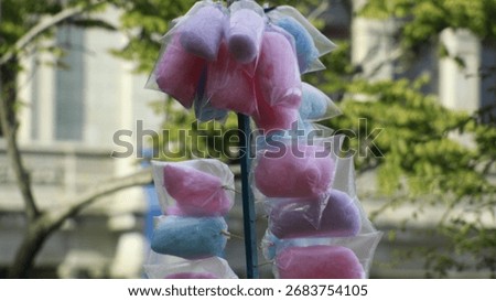 cotton candy with a tree background