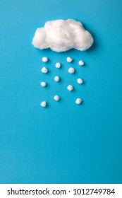 Cotton Cloud And Snowflakes On Sky Blue Background