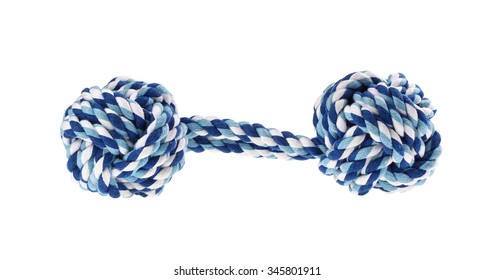 cotton dog toy on a white background