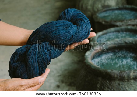 Cotton dye indigo. Indigo is made from natural ingredients. in Thailand.