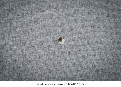 Cotton Fabric With A Hole From A Cigarette