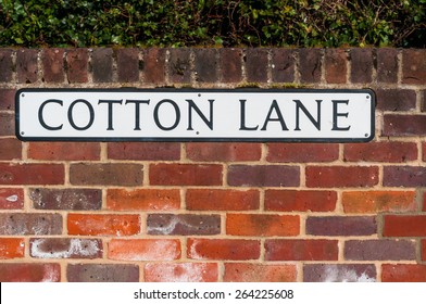 'Cotton Lane' Street Sign, UK